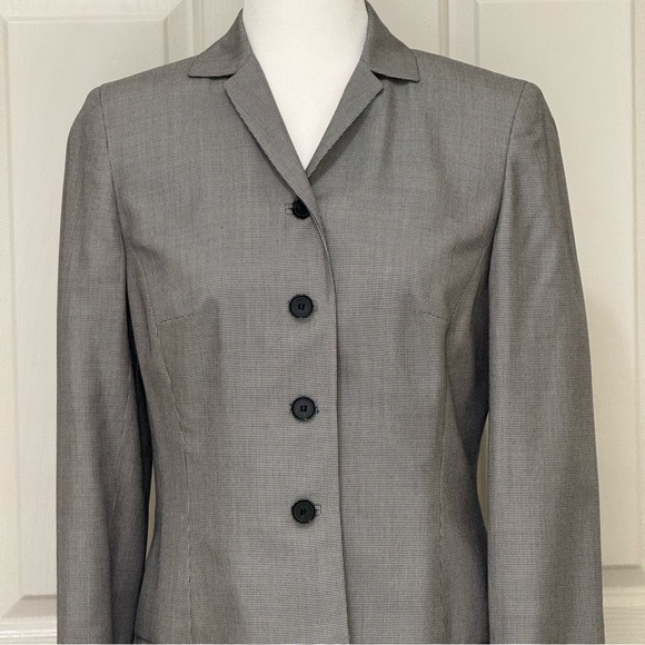 Vintage Ann Taylor Silk Houndstooth Pantsuit Set Petite 8P 10P Lined - Picture 6 of 17